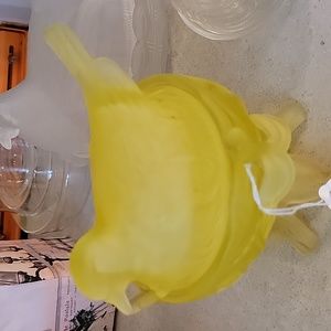 WESTMORELAND Vintage Vaseline Glass Nesting Bird Covered Candy/Trinket Dish